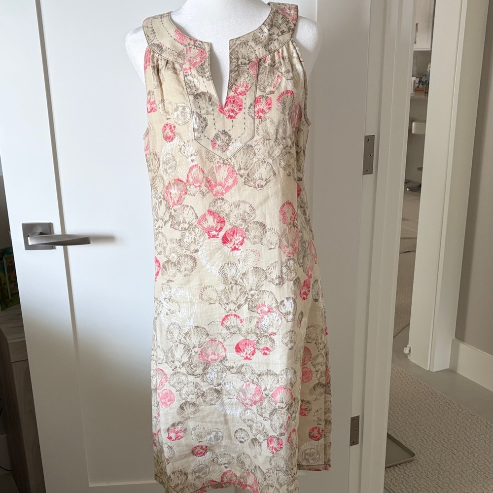 Tommy Bahama linen sundress with Pink seashell pattern
